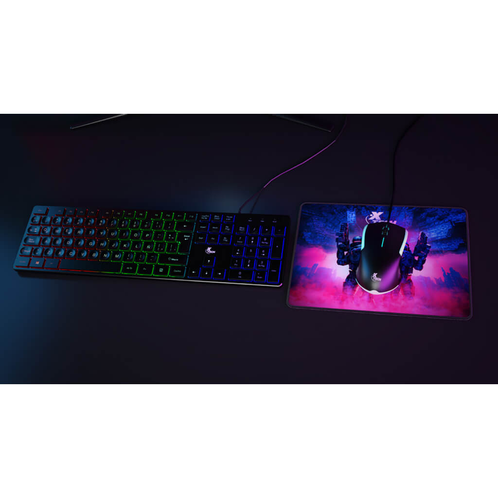 Set Teclado Mouse Alámbrico y Mouse Pad Gaming Hasha XTK-535S, 3 Piezas