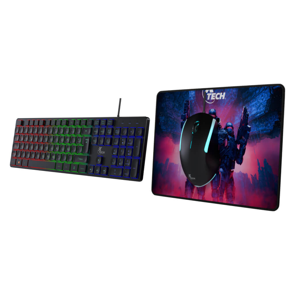 Set Teclado Mouse Alámbrico y Mouse Pad Gaming Hasha XTK-535S, 3 Piezas