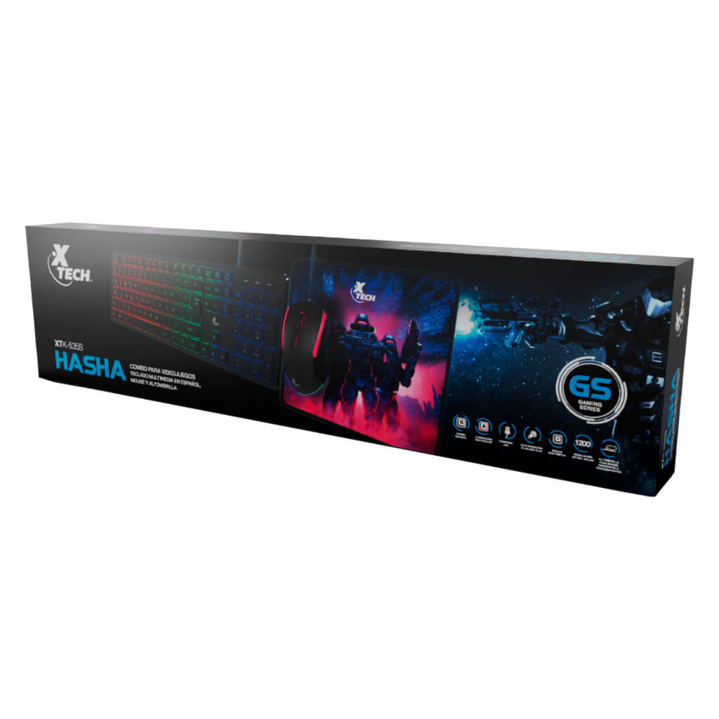 Set Teclado Mouse Alámbrico y Mouse Pad Gaming Hasha XTK-535S, 3 Piezas