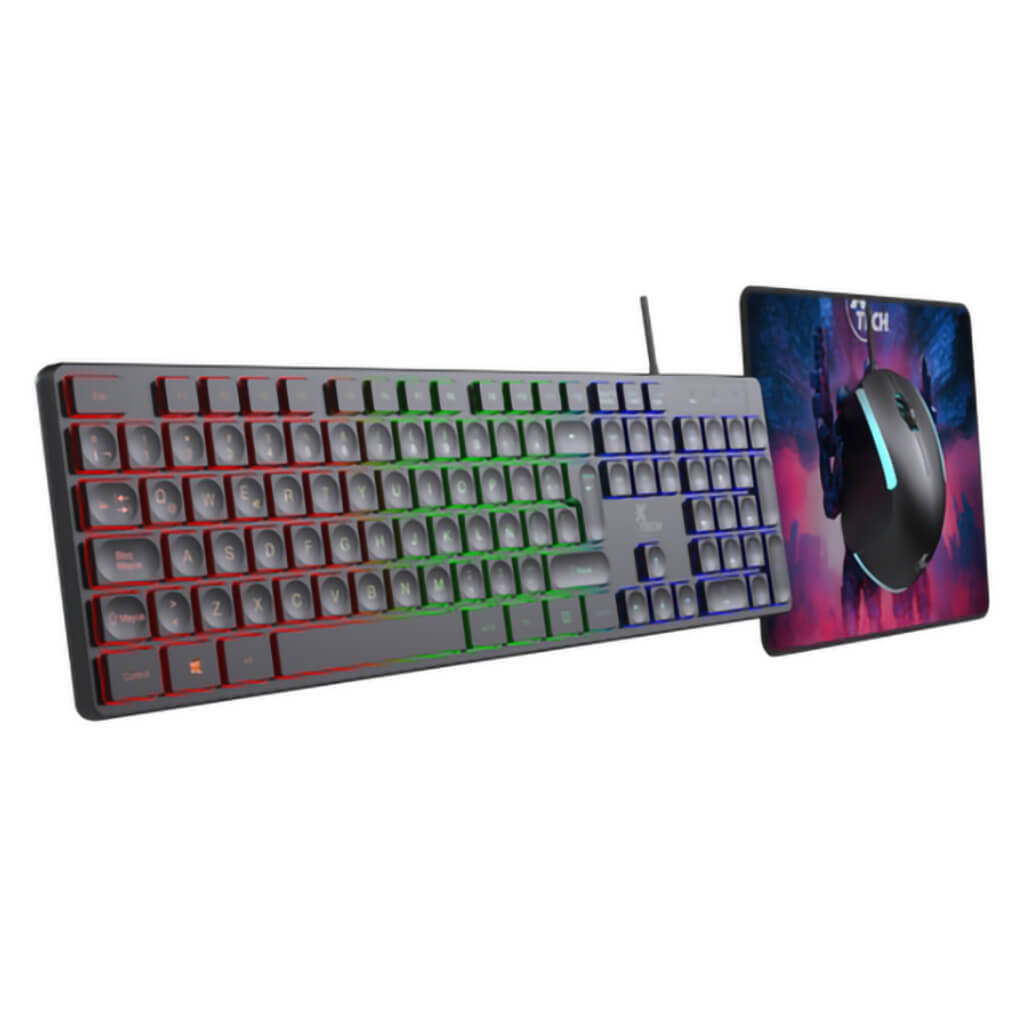 Set Teclado Mouse Alámbrico y Mouse Pad Gaming Hasha XTK-535S, 3 Piezas