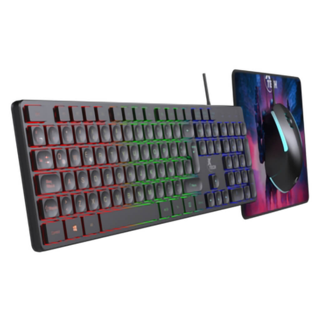 Set Teclado Mouse Alámbrico y Mouse Pad Gaming Hasha XTK-535S, 3 Piezas