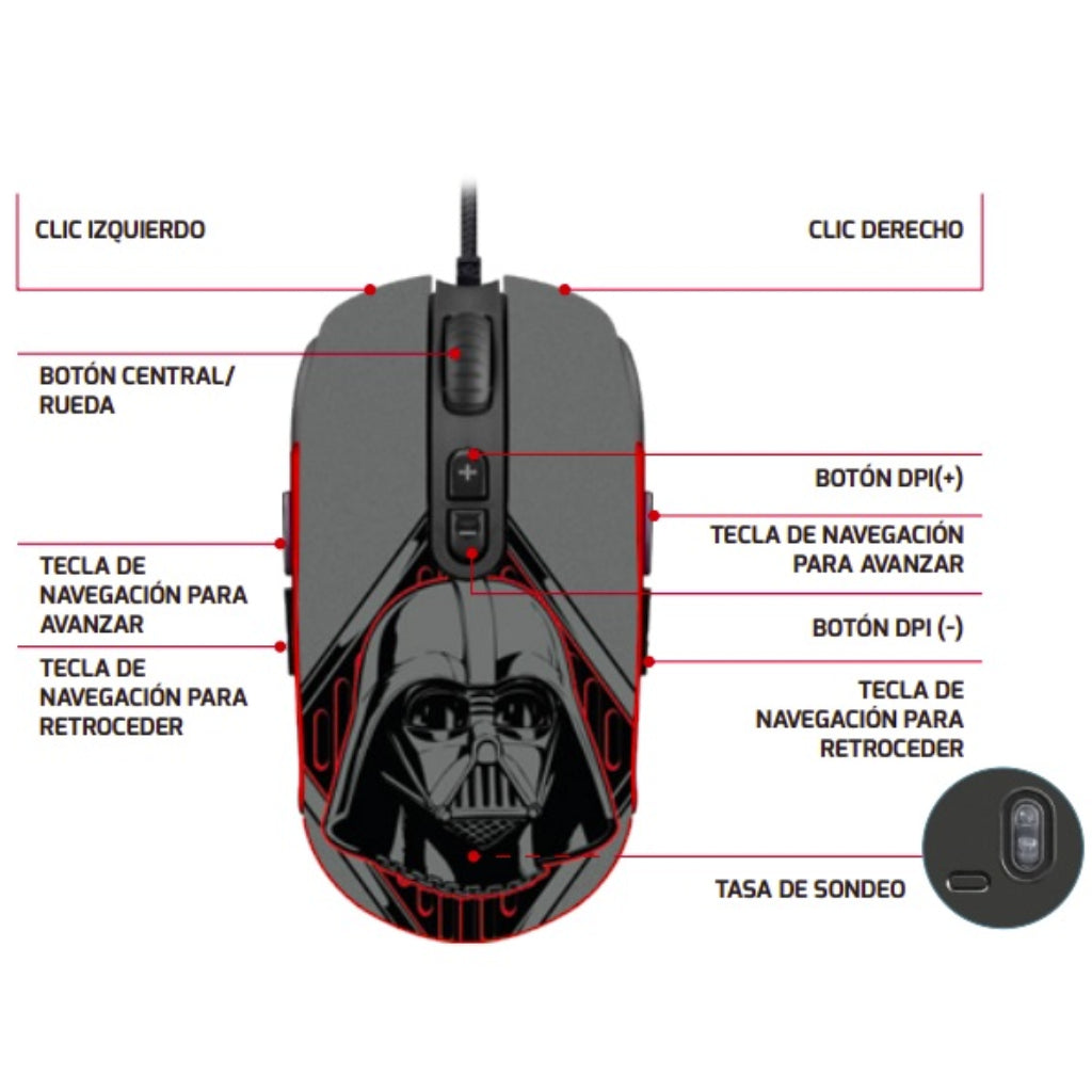 Mouse Alámbrico Gaming Dark Side Gladius 12400T (PMO-S203DS)