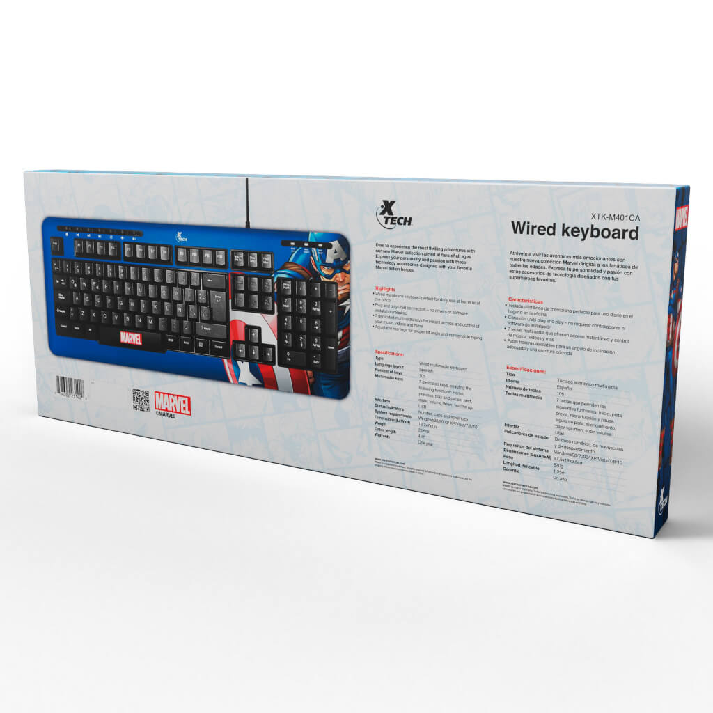 Teclado Alámbrico en Español Marvel Captain America