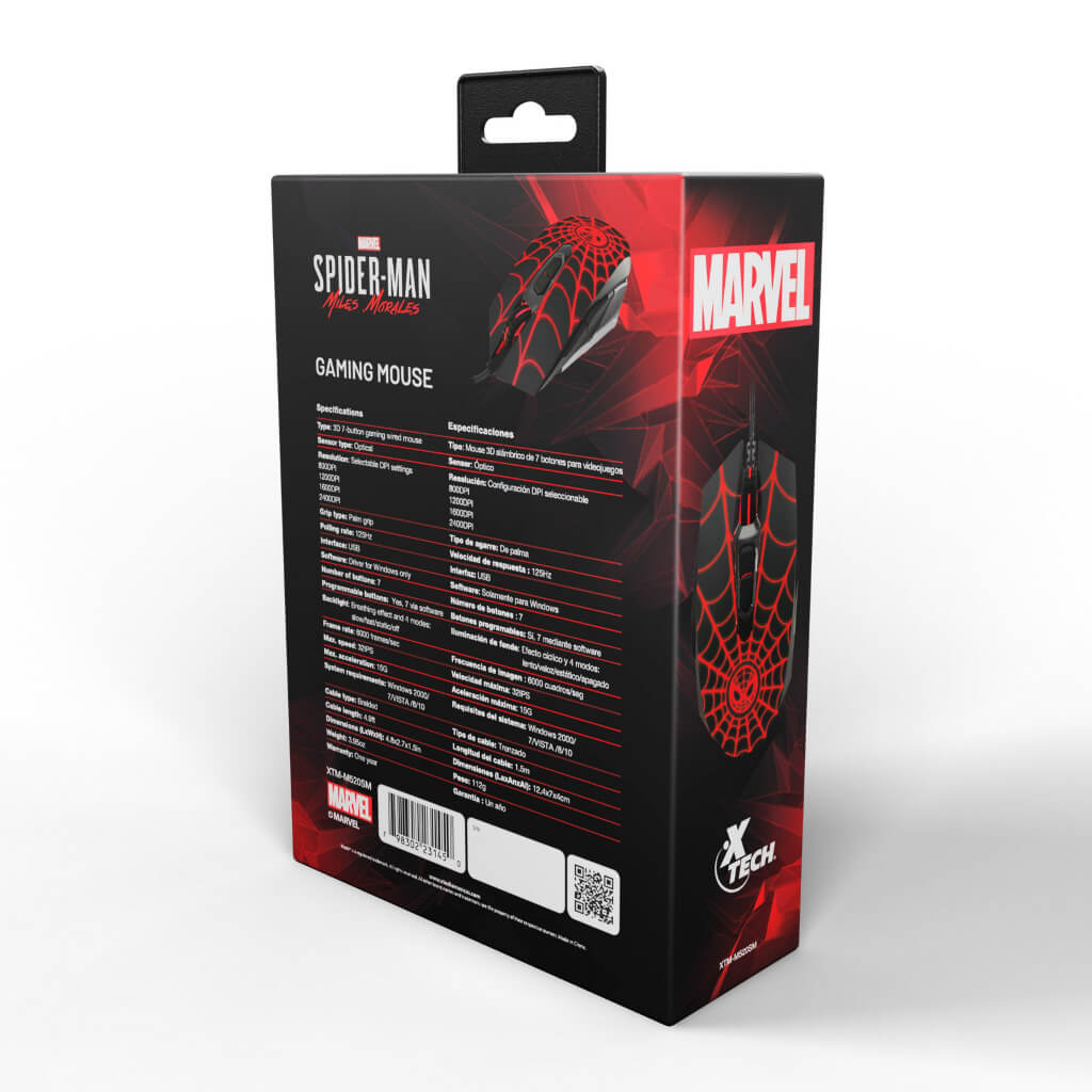 Mouse Alámbrico Gaming Óptico USB Marvel Spider-Man