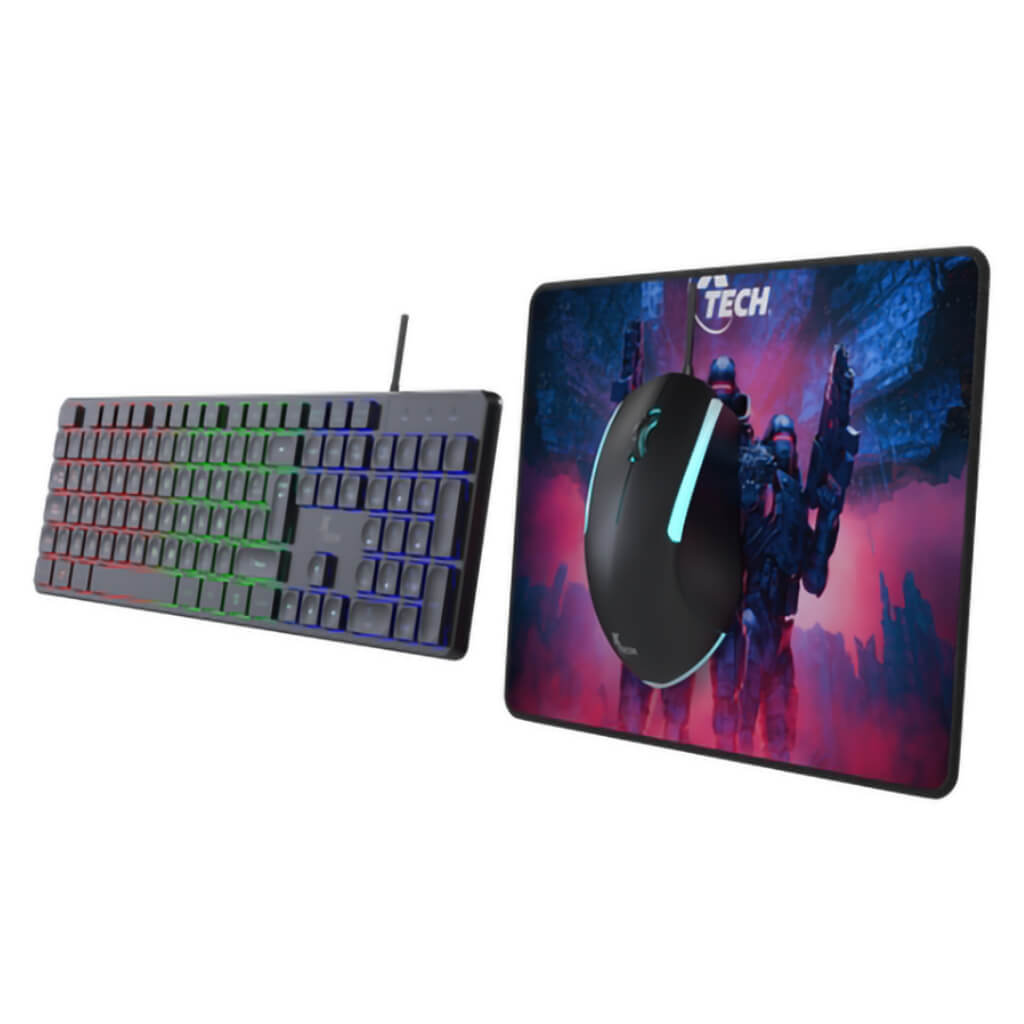 Set Teclado Mouse Alámbrico y Mouse Pad Gaming Hasha XTK-535S, 3 Piezas