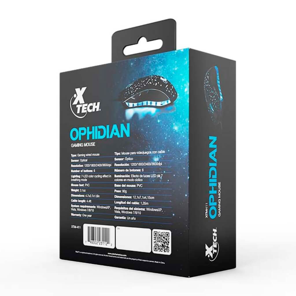 Mouse Alámbrico Gaming 6 Botones Ophidian (XTM-411)