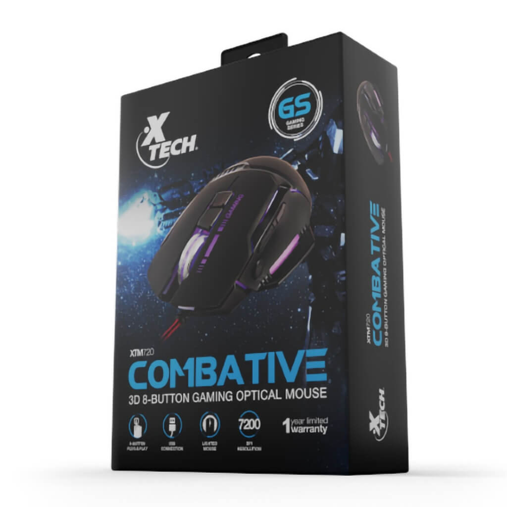 Mouse Alámbrico Gaming Óptico 3D, XTM-720