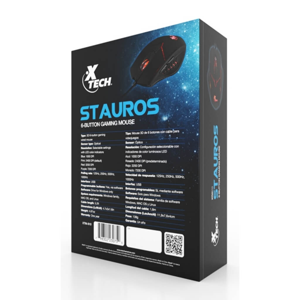 Mouse Alámbrico Gaming 6 Botones Stauros