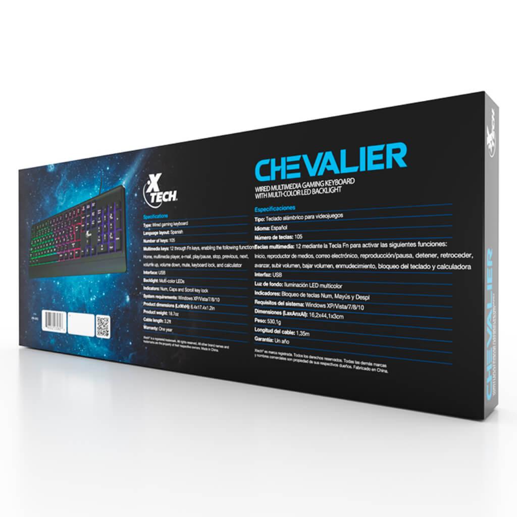 Teclado Alámbrico Gaming Retroiluminado Chevalier, XTK-505S