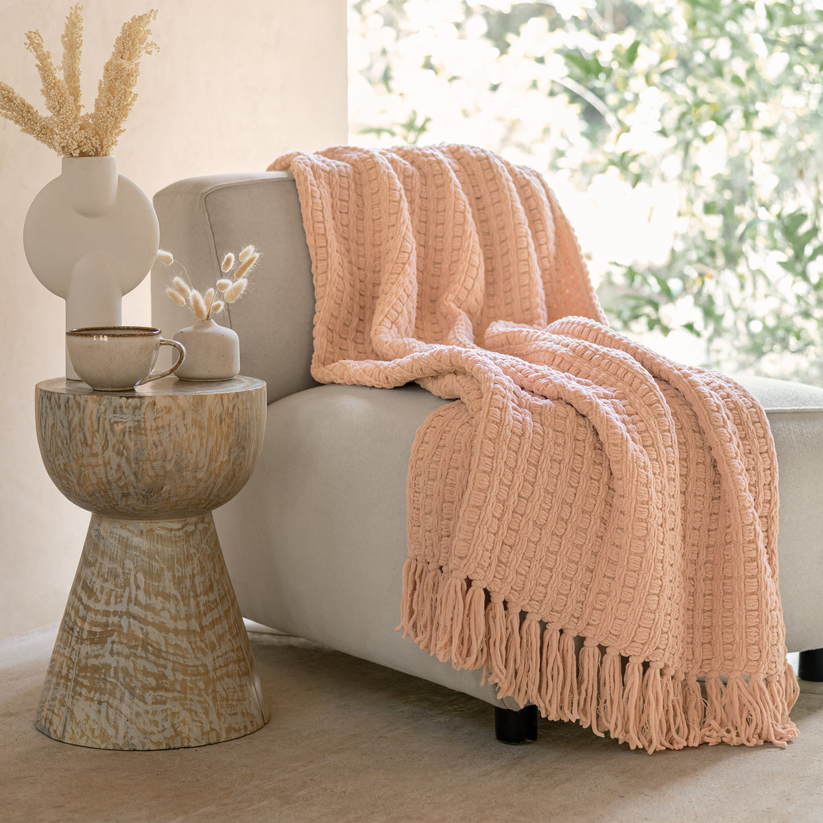 COBERTOR EVEREST CHENILLE ROSE