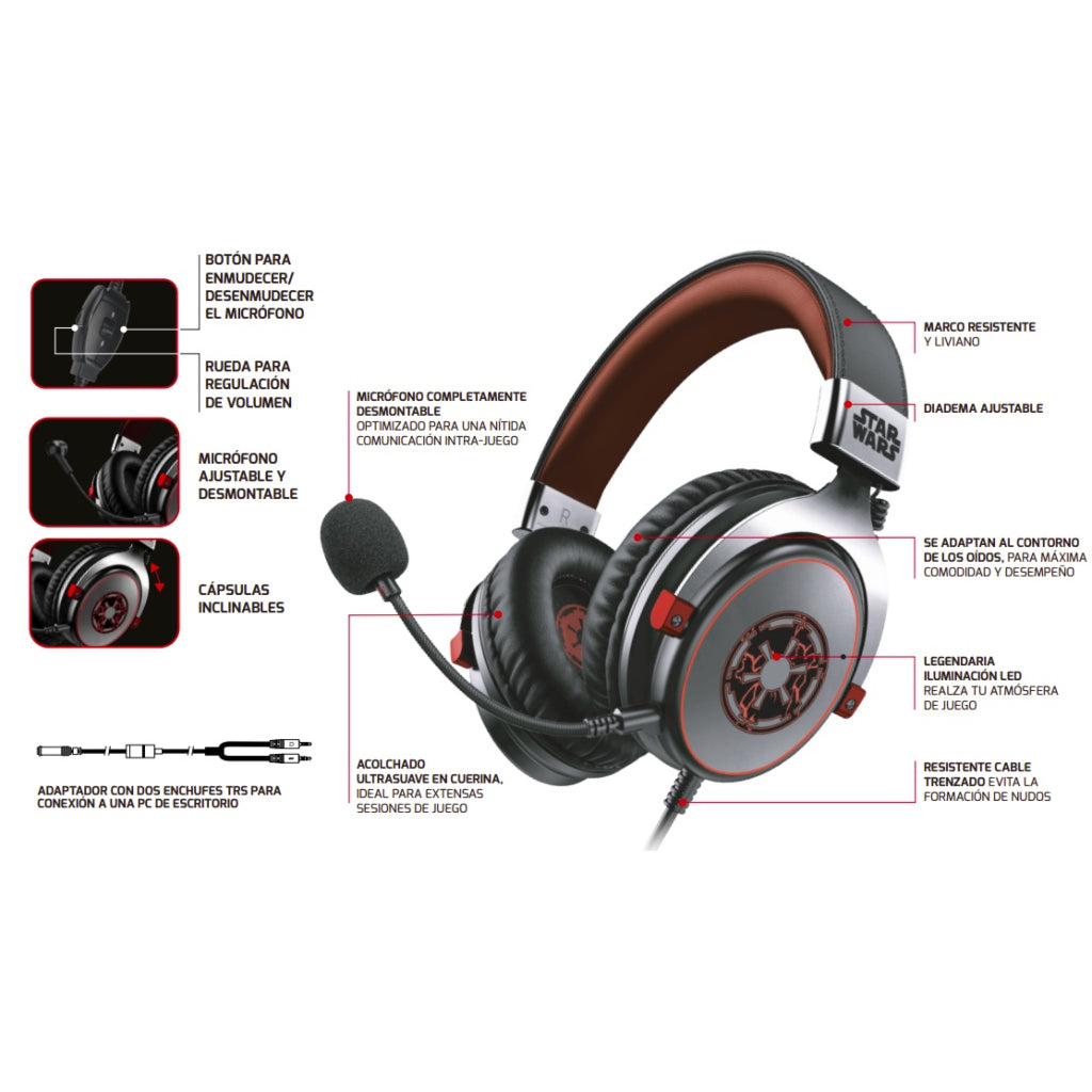 Audífonos Alámbricos de Diadema Gaming Dark Side Arcus 110T (PHS-S110DS)