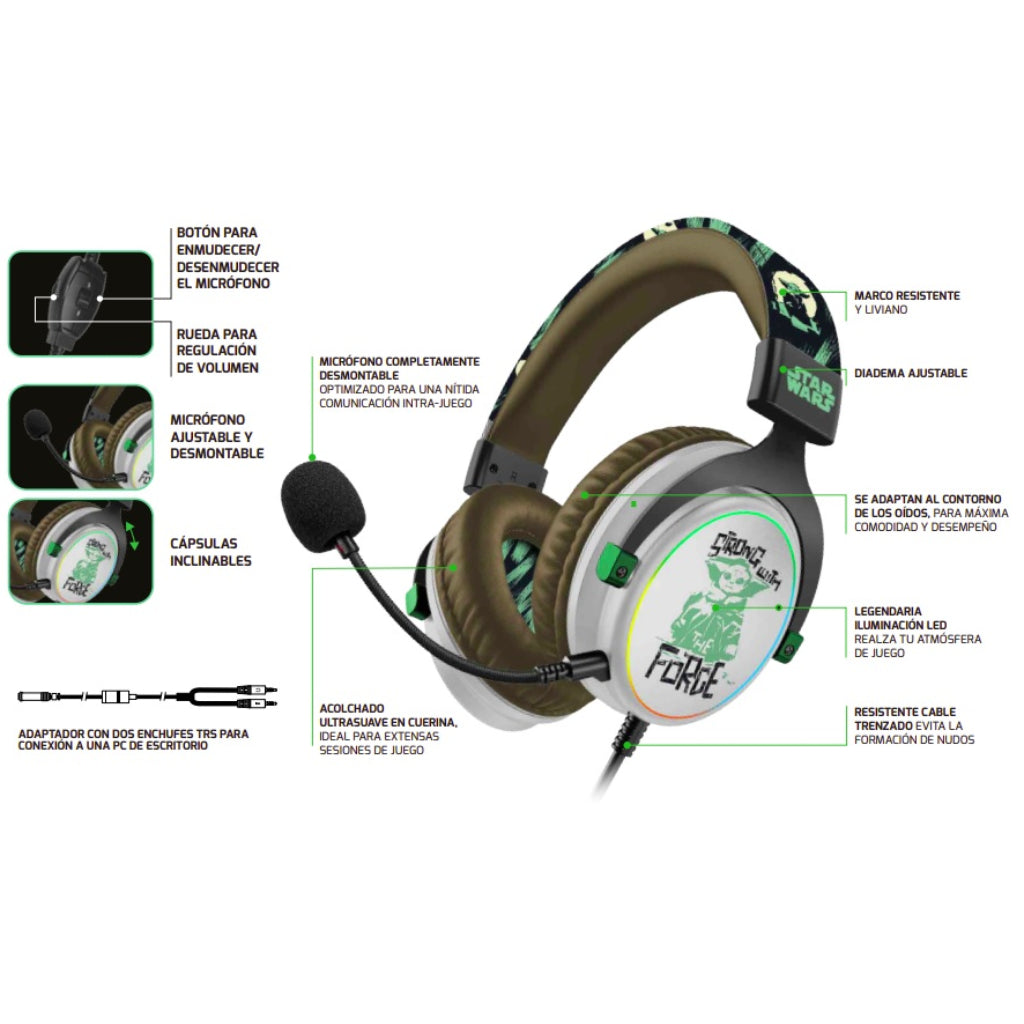 Audífonos Alámbricos de Diadema Gaming Grogu Arcus 110T (PHS-S110GR)