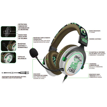 Audífonos Alámbricos de Diadema Gaming Grogu Arcus 110T (PHS-S110GR)