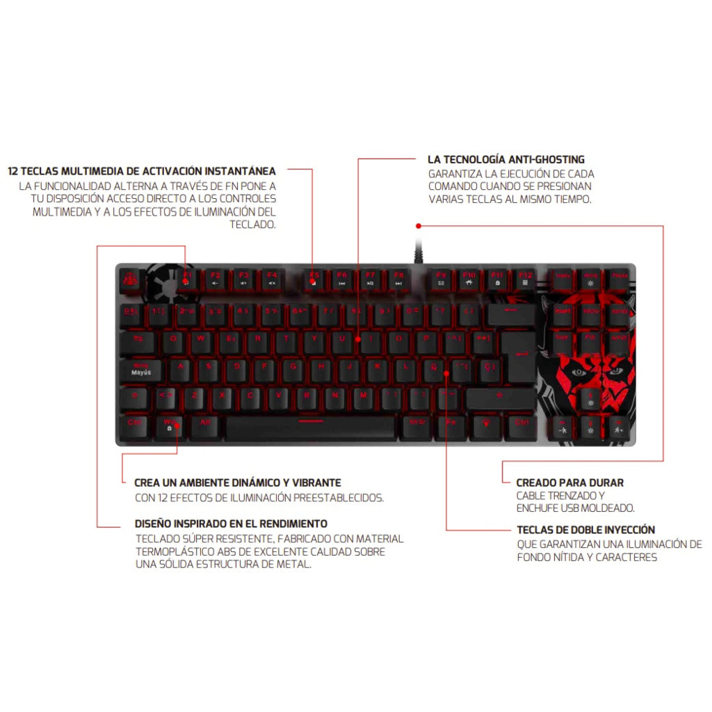 Teclado Alámbrico Mecánico Gaming Dark Side Ballista 81T, Español