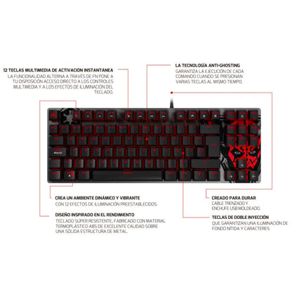 Teclado Alámbrico Mecánico Gaming Dark Side Ballista 81T, Español