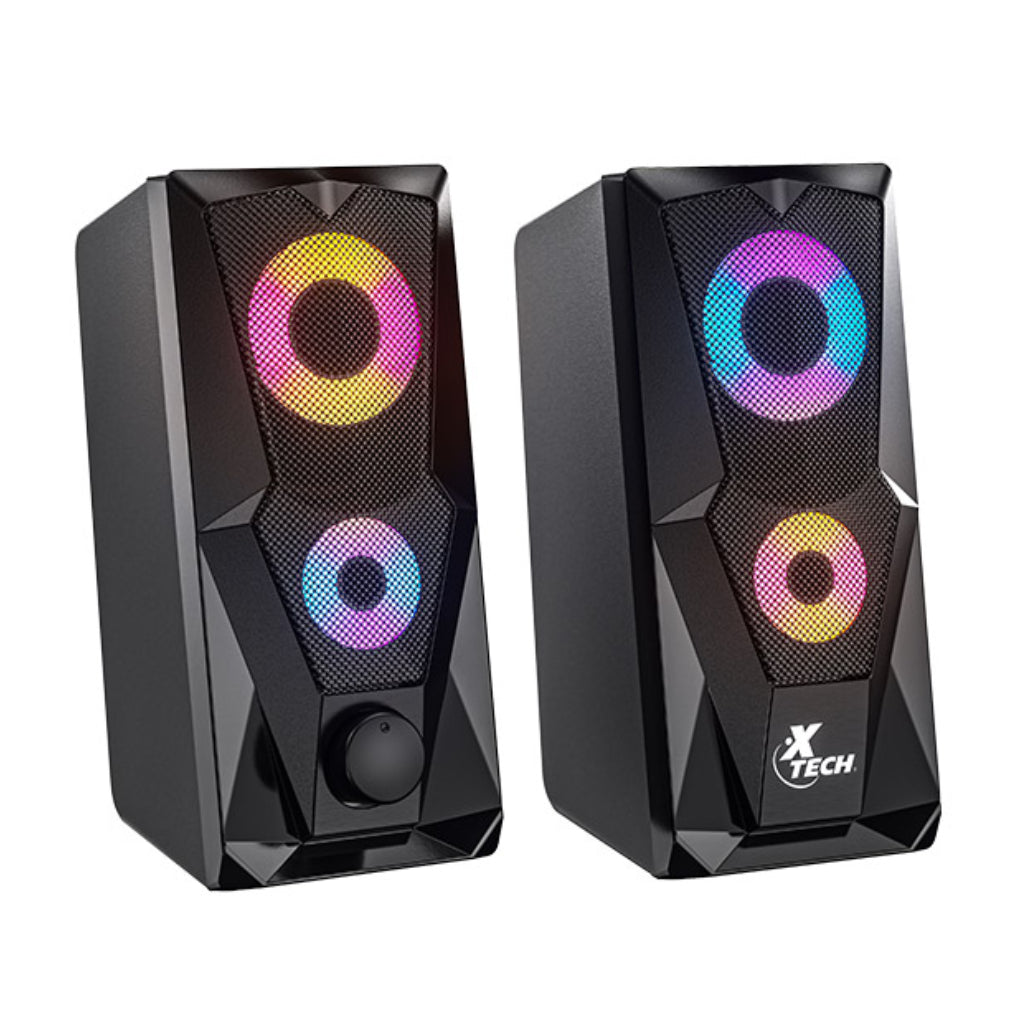 Parlantes Estéreo Multimedia con Luces LED FireShot, XTS-131